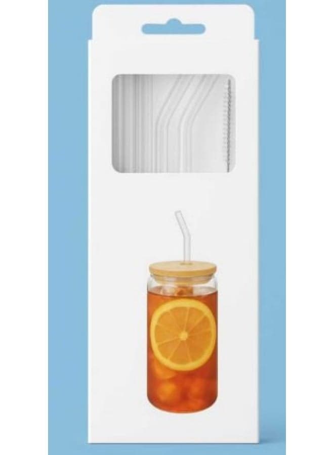 Reusable Glass Straw Set – with Cleaning Brush Kitchen Utensils & Gadgets (٢)