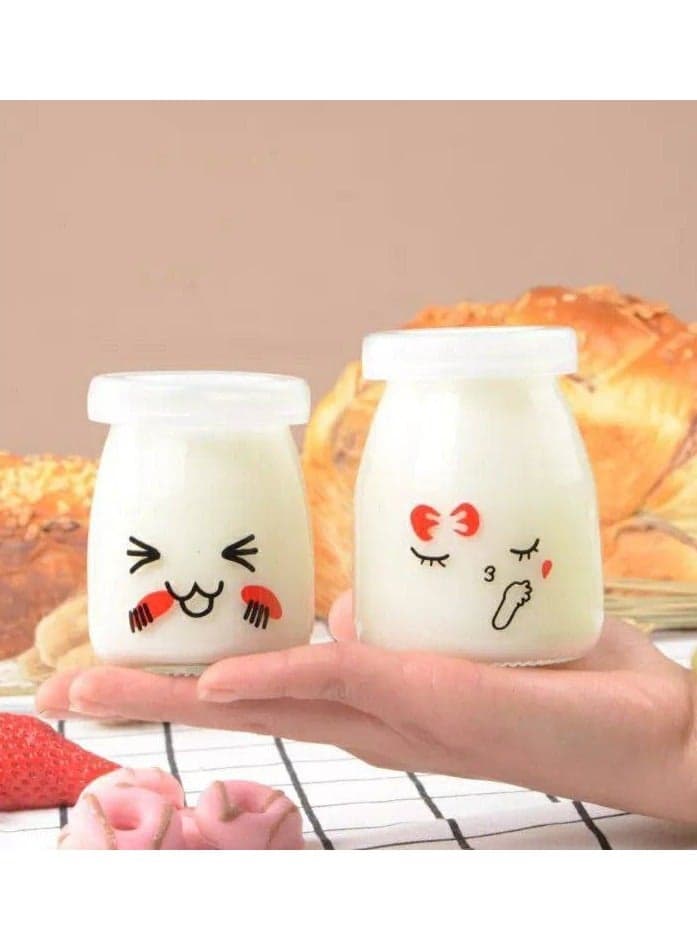 Glass yogurt cup with a tightly sealed plastic lid (2 cups)