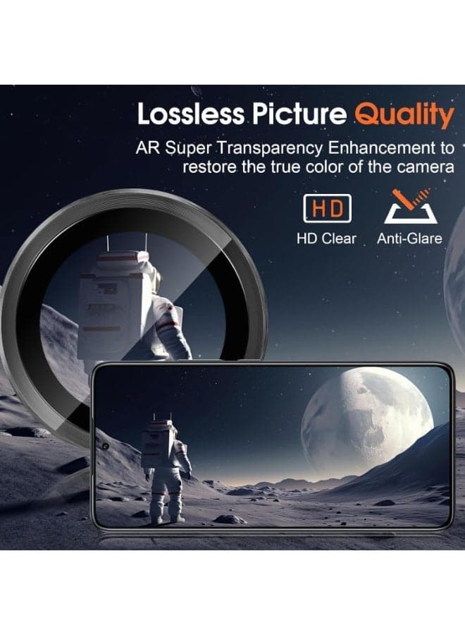 Camera Lens Protector for Samsung Galaxy A37/A57, 9H Tempered Glass & Ultra-Thin Aluminum Alloy Lens Screen Protective, case friendly (Black) Mobile Lens & Lens Protectors (٦)