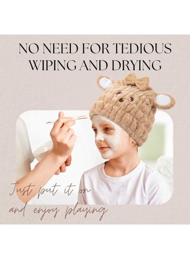 Kids Microfiber Hair Towel with Cute Bunny Design – Super Absorbent Quick-Dry Turban Cap – Soft, Lightweight & Comfortable – Helps Reduce Frizz and Breakage – Ideal After Bath or Swimming for Boys & Girls (7)