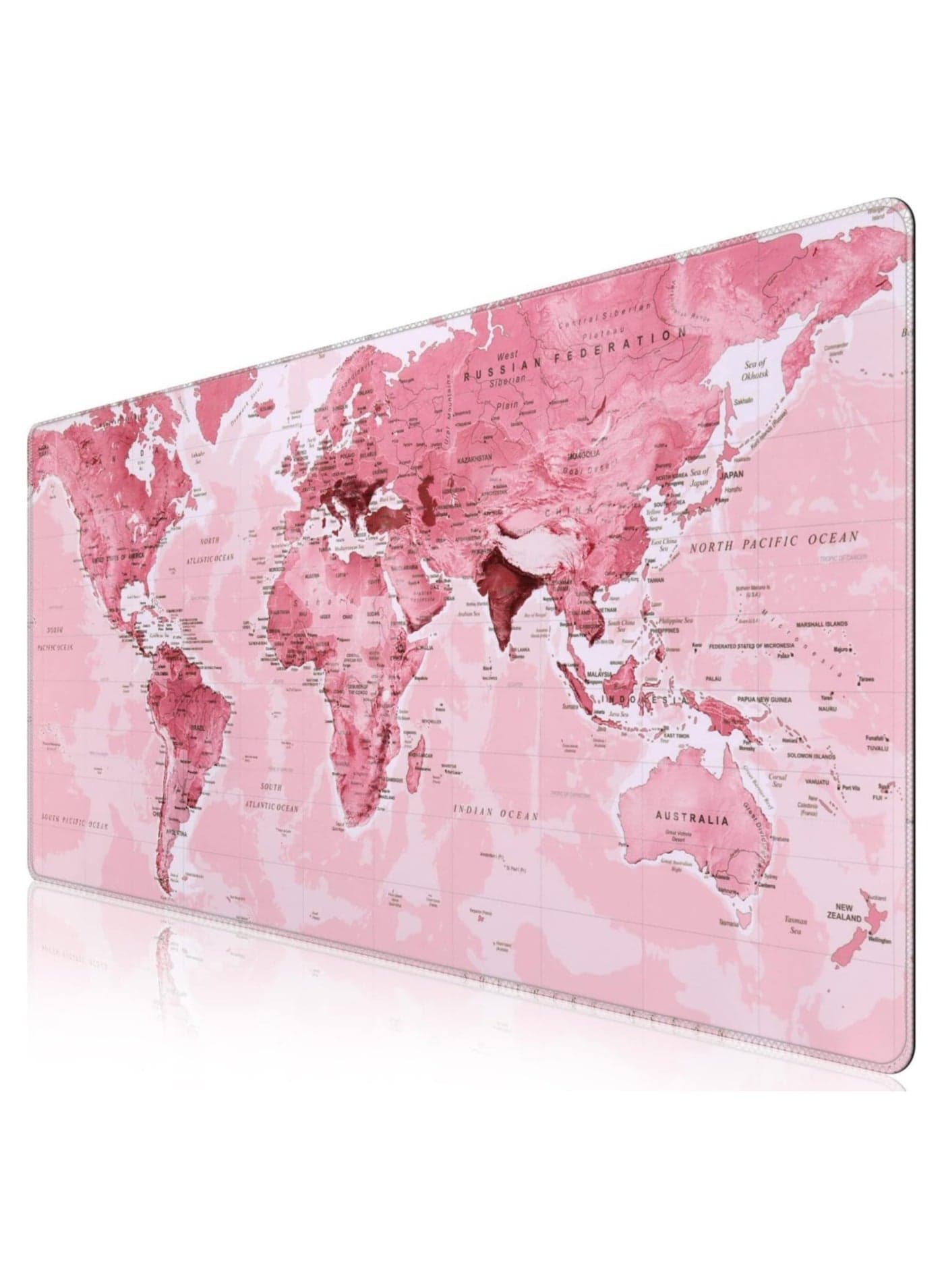 PINK World Map Gaming Mouse Pad - (80×30cm) for Keyboard and Mouse Desk Mat for PC - Non Slip Rubber - Speed Edition | 800× 300×2 mm Gaming Mousepads