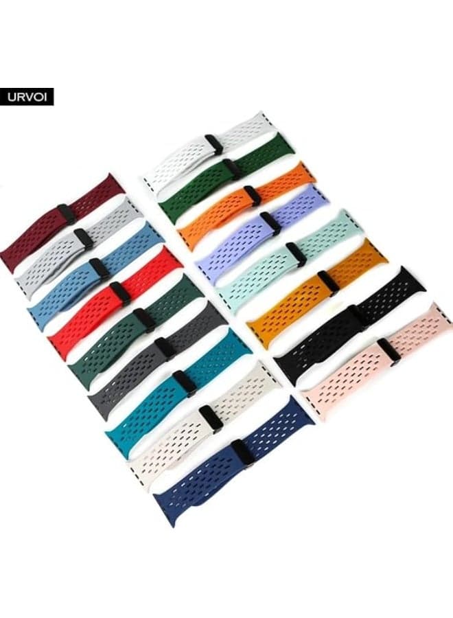 Fekra Compatible with Apple Watch Straps 46mm 45mm 44mm 42mm 49mm Women Men, Soft Silicone Magnetic Buckle Sport Bands for iWatch Series 11 10 9 8 7 6 5 SE/SE2 4 3 2 1 Ultra Smartwatch Bands (٣)
