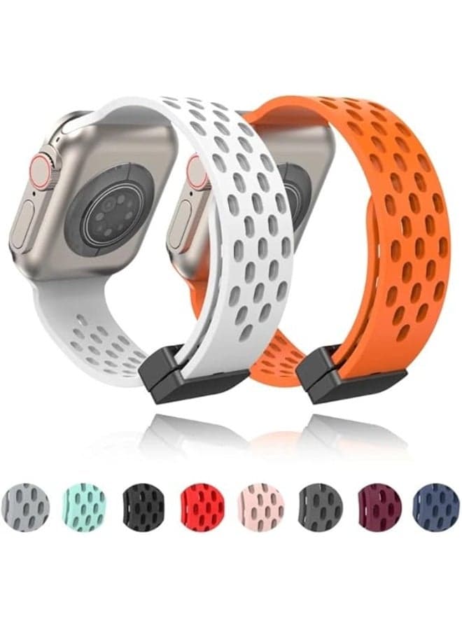 Fekra Compatible with Apple Watch Straps 46mm 45mm 44mm 42mm 49mm Women Men, Soft Silicone Magnetic Buckle Sport Bands for iWatch Series 11 10 9 8 7 6 5 SE/SE2 4 3 2 1 Ultra Smartwatch Bands (٥)