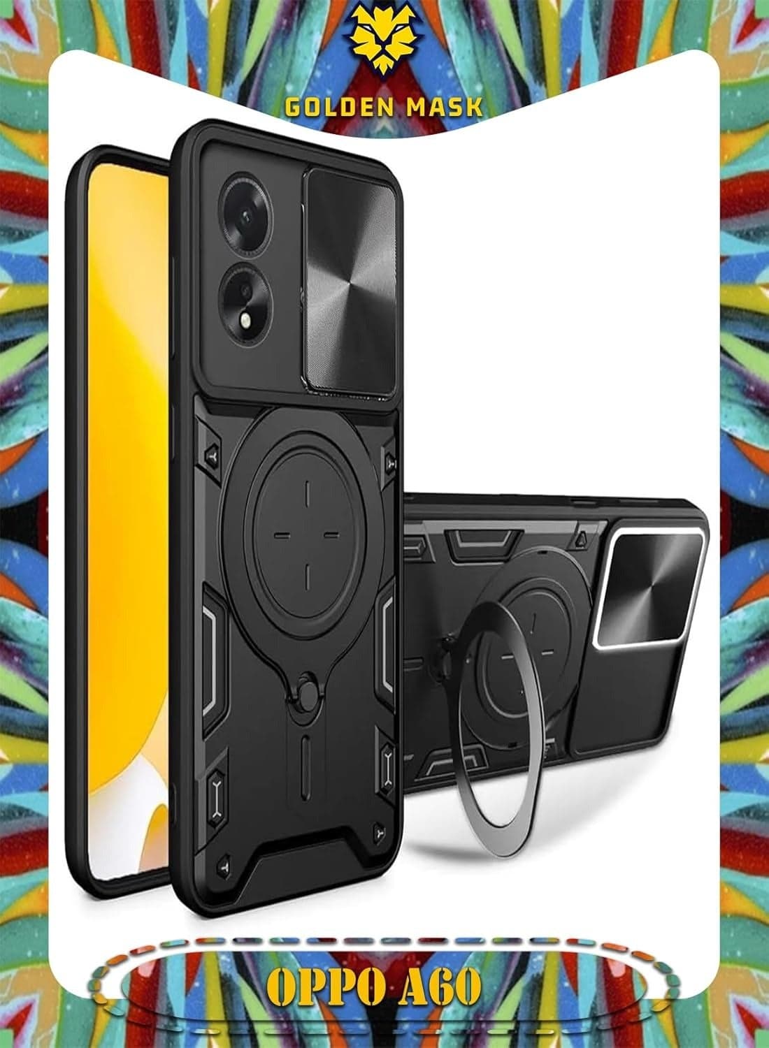 GOLDEN MASK For Oppo A60 Armored Camera Shield Cover Camera Lend Protection, Built-in 360° (Black) Cases & Covers