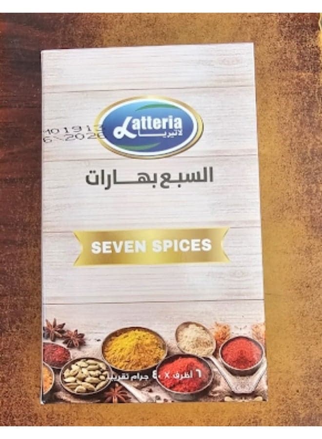 Latteria Seven Spices Blend - 6 Sachets x 40 g - Total Net Weight 240 g - Premium Mixed Spice Seasoning for Meat, Chicken, Rice, Vegetables & Everyday Cooking Powdered Spices (٦)