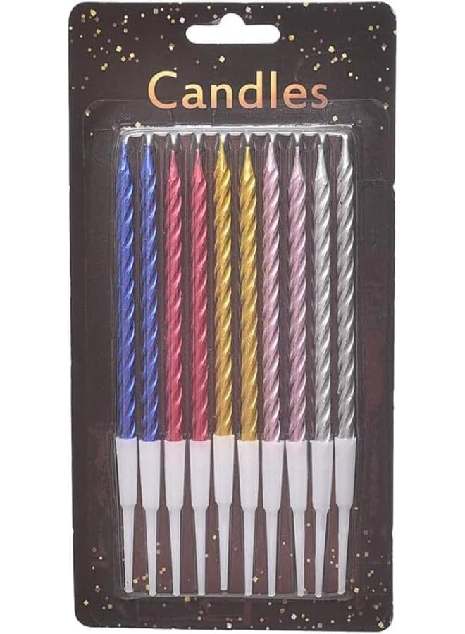 Birthday glitter candle for cake decoration set of 10 pieces - multi color