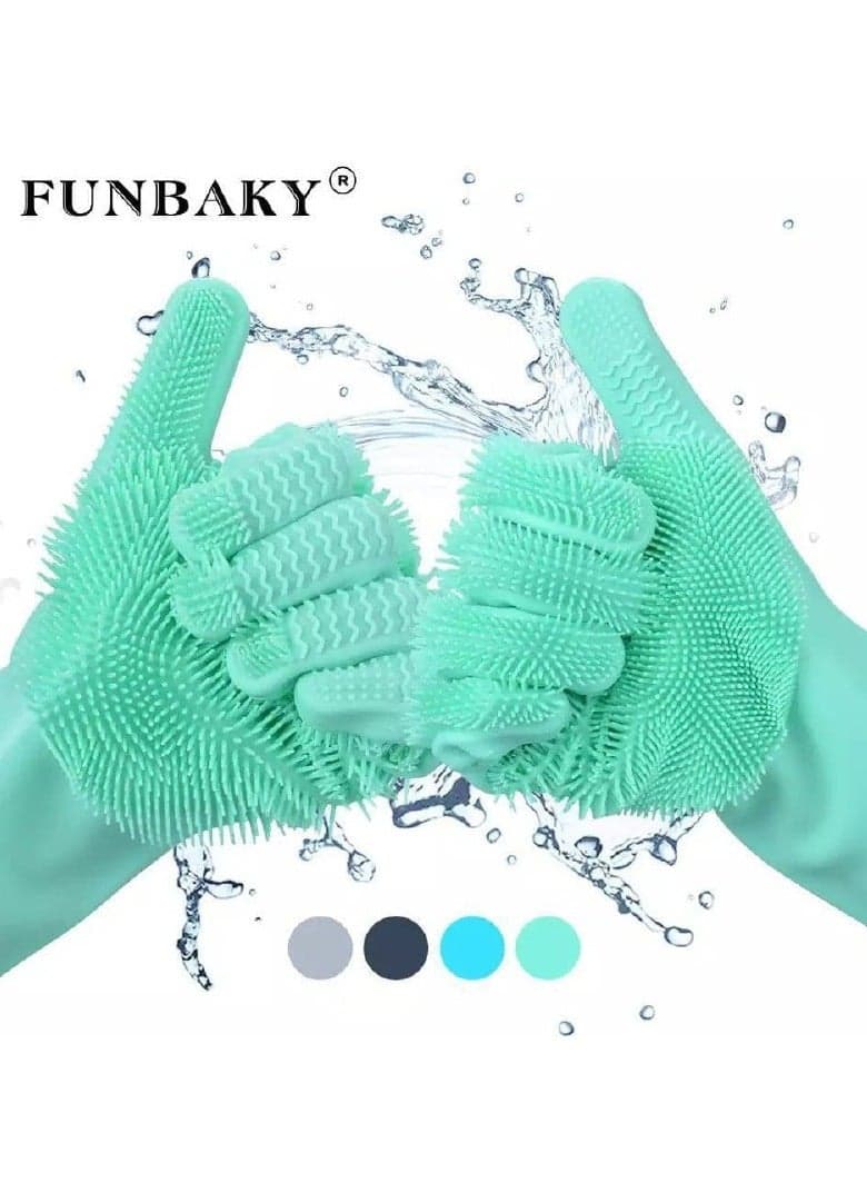 Magic Silicone Dish Washing Gloves One Size Safety & Security Gloves (٢)