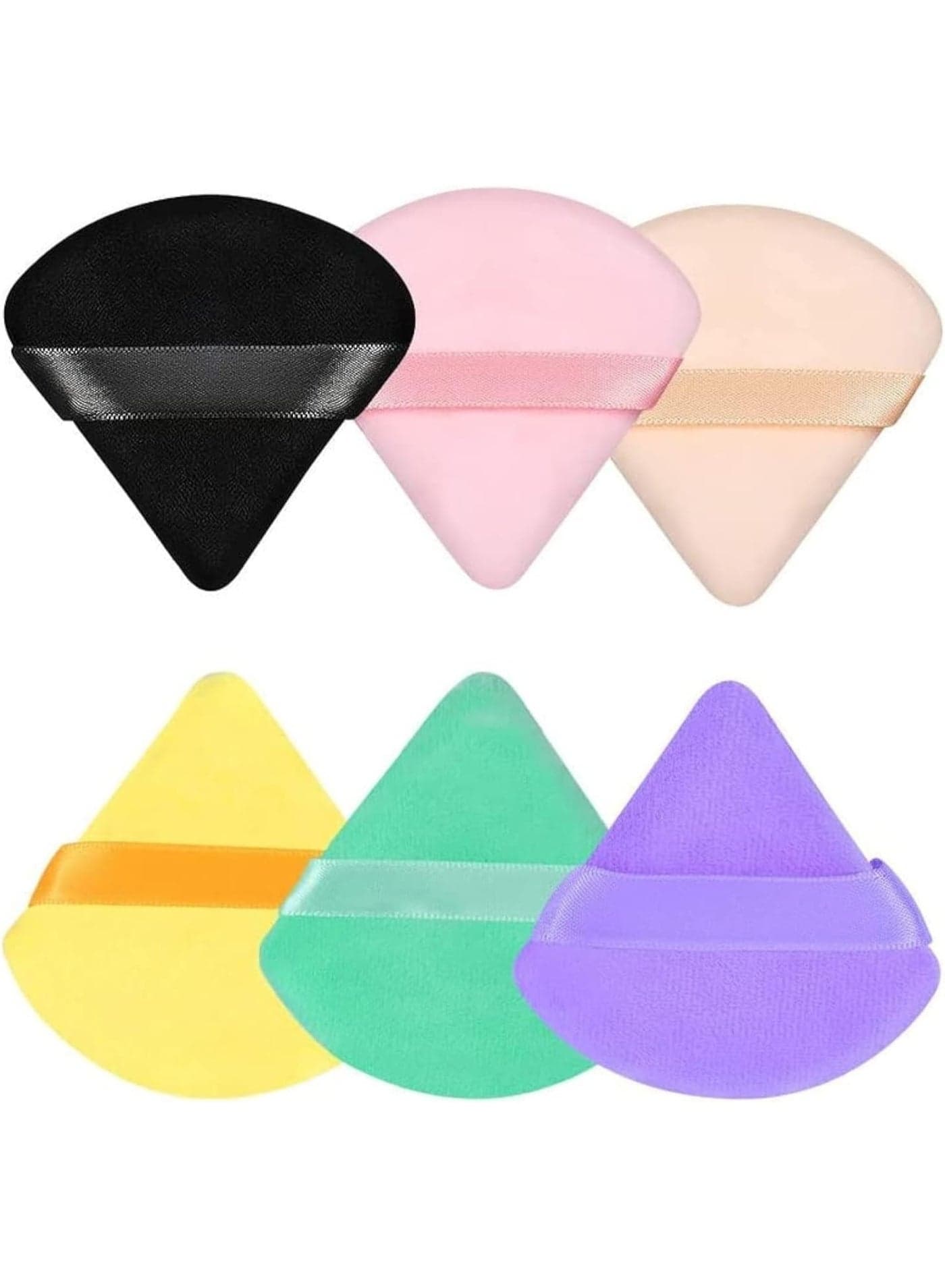 Beauty Triangle Powder Puff Sponges – Soft, Reusable Face Applicators for Foundation, Loose Powder & Touch-Ups-6Pcs Make Up Sponges
