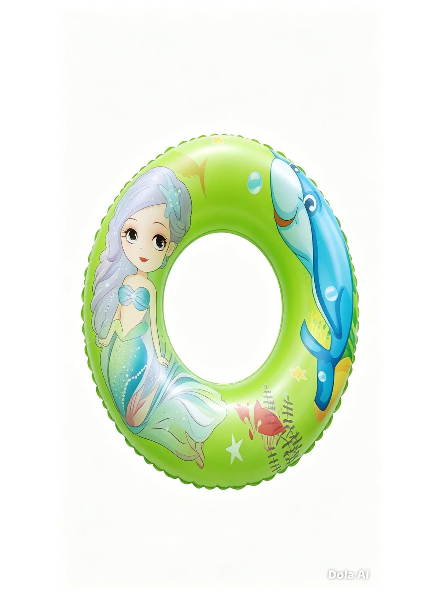 Inflatable Round Swim Ring Tube with Matte Cloth-Look Print, 70cm, for kids 6 to 10 years, Durable PVC Pool Floats (٣)