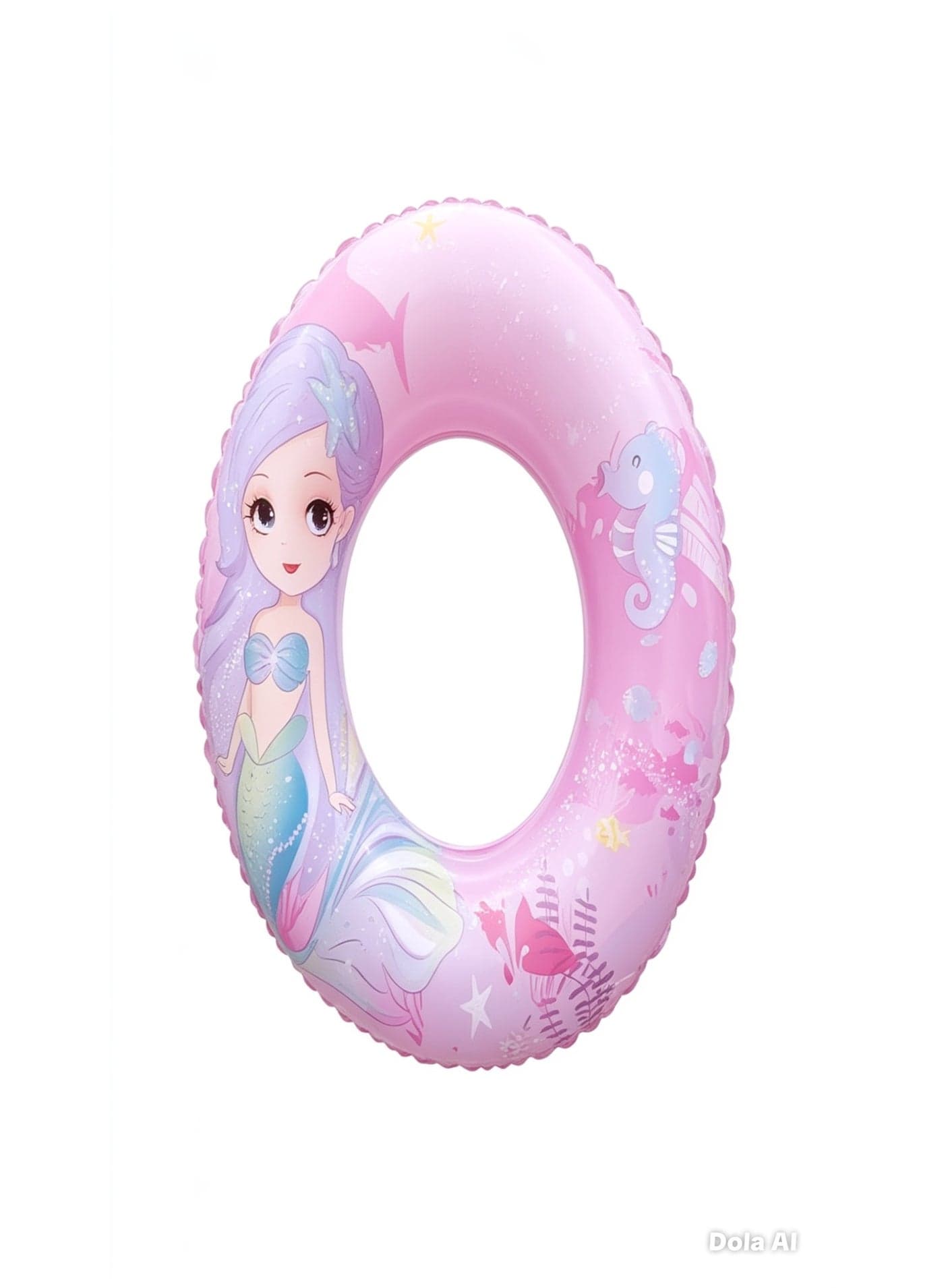 Inflatable Round Swim Ring Tube with Matte Cloth-Look Print, 70cm, for kids 6 to 10 years, Durable PVC Pool Floats (٤)