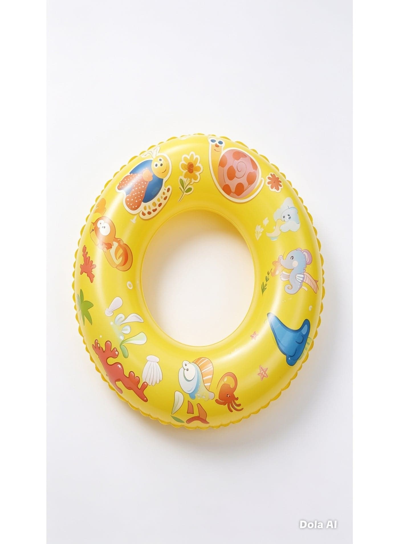 Inflatable Round Swim Ring Tube with Matte Cloth-Look Print, 70cm, for kids 6 to 10 years, Durable PVC Pool Floats (٥)