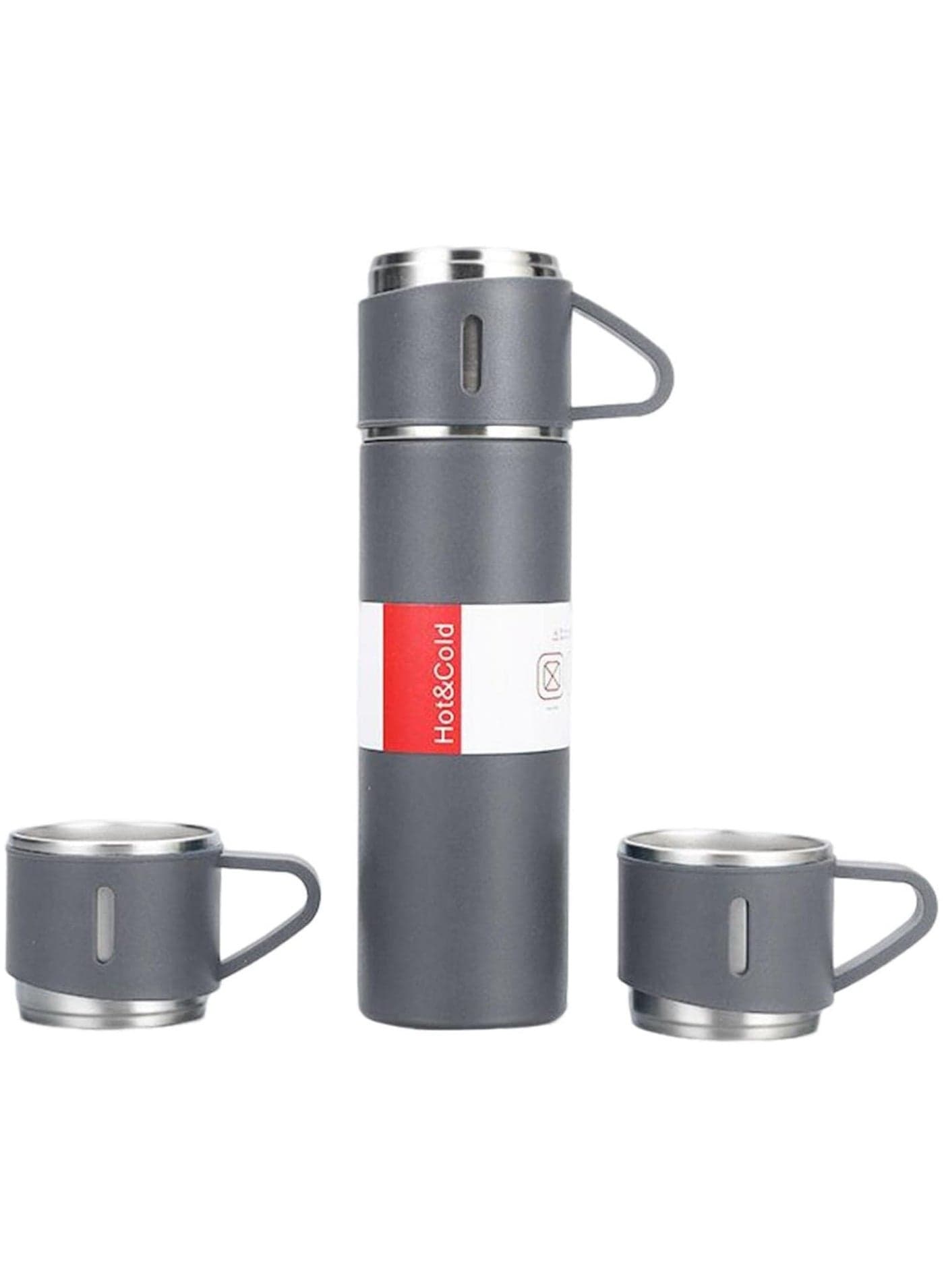 Original 500ml Thermos Mug with 3 Cups, Thermal Bottle, Vacuum Insulated Tea Coffee Thermos 304 Stainless Steel Travel Mug for Hot and Cold Drinks, Perfect for Kids and Babies. (٢)
