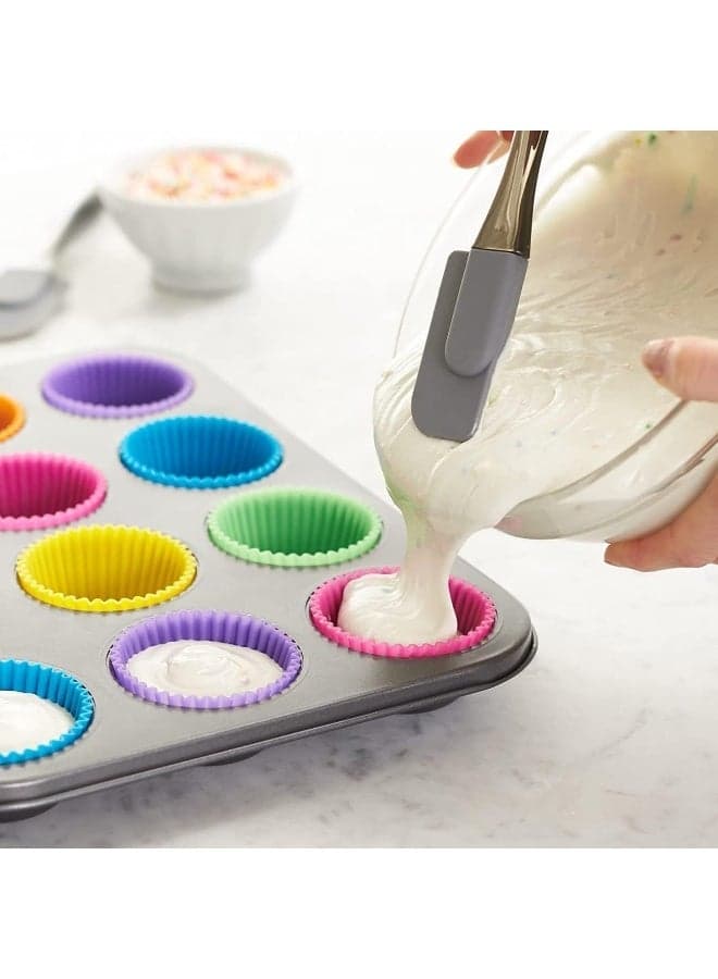 Silicone Cupcake Liners 12Pcs, Baking Cups Non-Stick Cake Muffin Chocolate Cupcake Liner Baking Cup Mold, Multicolor Moulds (٣)