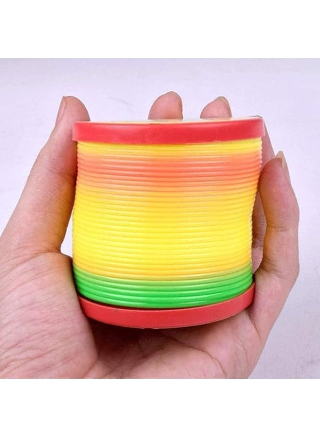 The Rainbow Swirl is a classic entertainment product designed to delight and entertain. The toy features a flexible spiral design that can expand and contract, allowing it to move between stairs or wobble with a fluid and engaging motion.