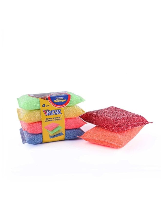 Varex Spinning Silver Sponge Colors 4 Piece Household Cleaning Sponges