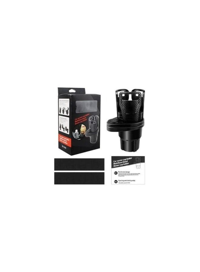 Cup Holder 2-in-1 360° Rotatable Universal Car Drink Adjustable Coffee Bottle Cup Holder, Acrylic, Black (٣)