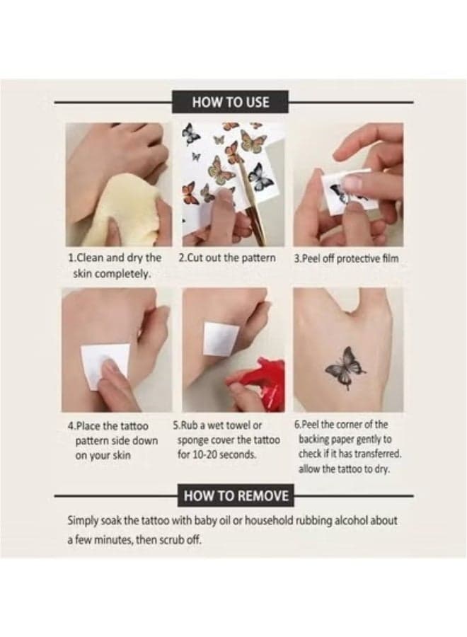 Waterproof Temporary Tattoo Stickers Set, Breathable Non-Toxic Body Art Decals, Easy Apply and Remove, Sweat Resistant, 4 Pieces (6)