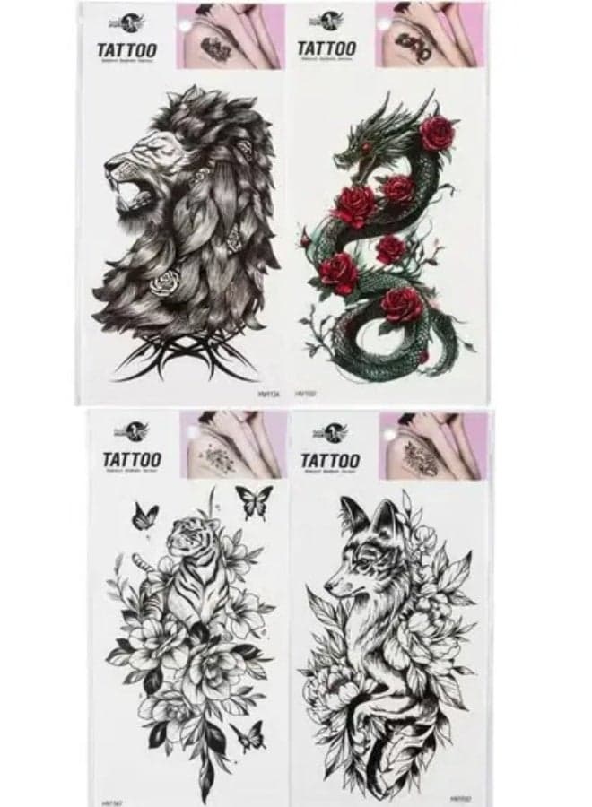 Waterproof Temporary Tattoo Stickers Set, Breathable Non-Toxic Body Art Decals, Easy Apply and Remove, Sweat Resistant, 4 Pieces (3)