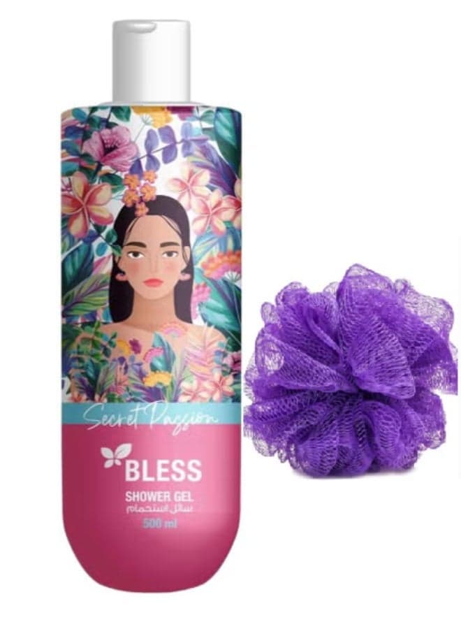 Bless Shower Gel Secret Passion 500 ml + Lofa Multi-Color Shower Gels & Body Wash (٤)