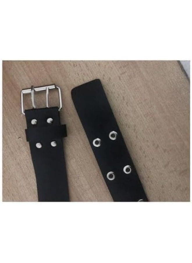 Women's leather belt with 2 holes – one size, flexible and adjustable design suitable for women, girls, and children. (٤)