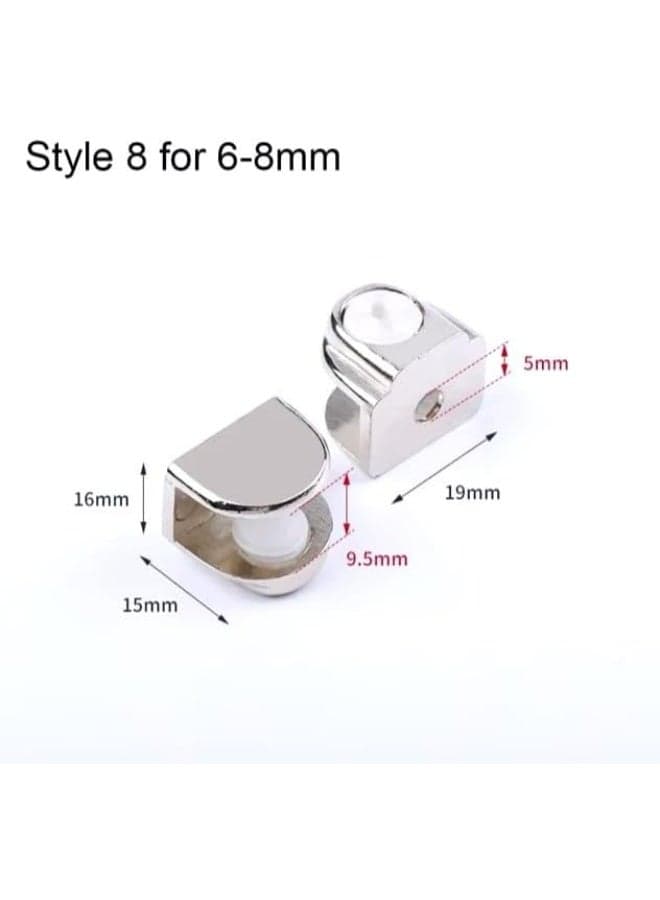 Stainless Steel Floating Glass Shelf Brackets - Cast Fish Mouth Glass Shelf Accessories for Bathroom Office etc 4 PIECES Mounting Screws Shelf Brackets & Supports (5)