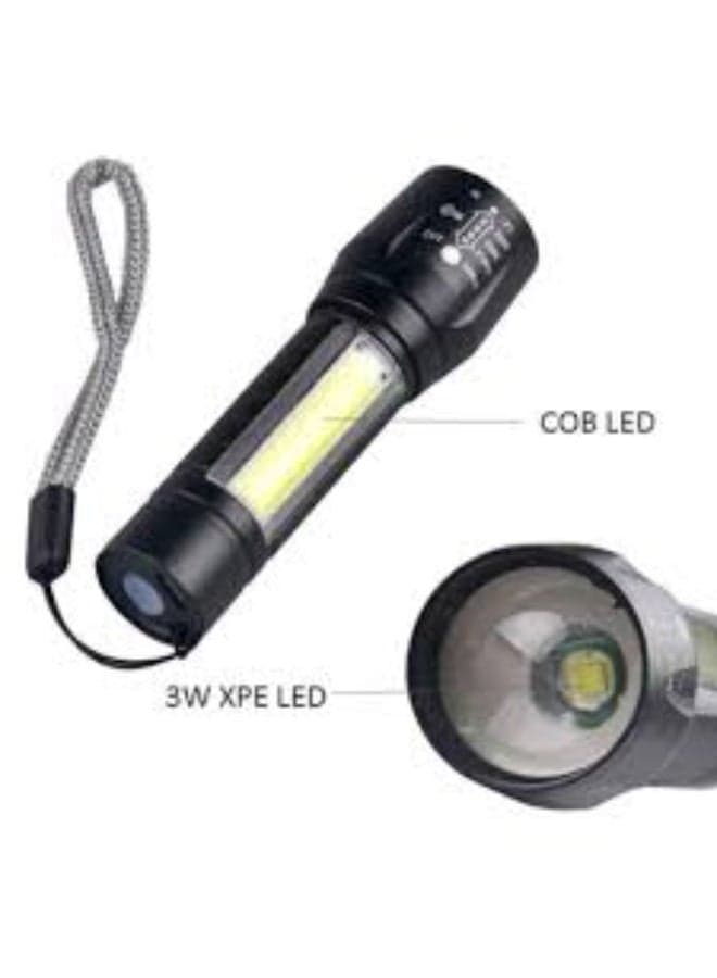 Rechargeable LED Flashlight with High-Intensity COB Light, USB Charging, and Carry Case - Powerful Portable Torch for Camping, Hiking, and Emergencies Aux & Universal Parts (٣)
