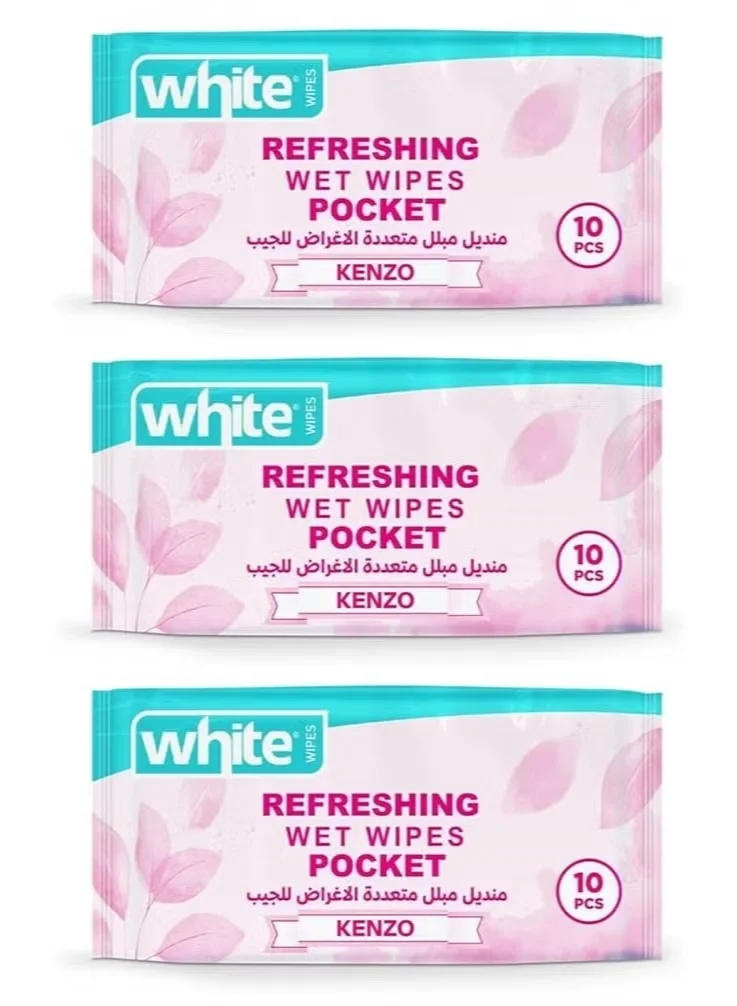Multipurpose (Refreshing) Pocket Kenzo -10 Wipes - 3 Pcs. Cleaning Wet Wipes