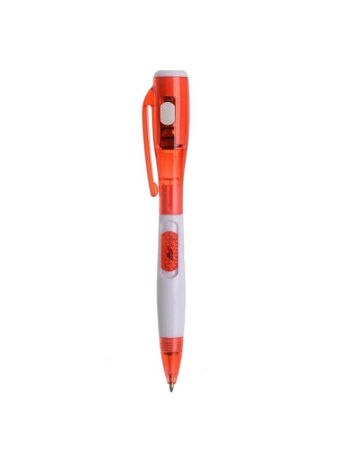 Multifunctional ballpoint pen with flashlight and hanging clip