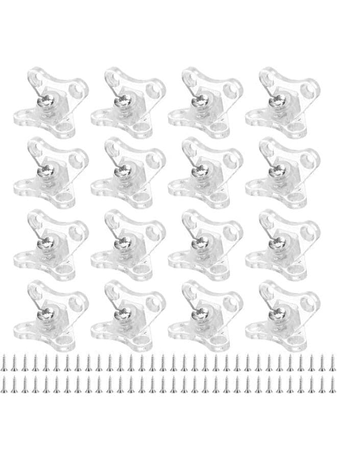 16-Piece Transparent Plastic Butterfly Furniture Corner Brackets – Wood Corner Connectors, Furniture Fasteners for Woodworking, Removable Corner Supports with Mounting Screws (16 Pieces, Transparent)
