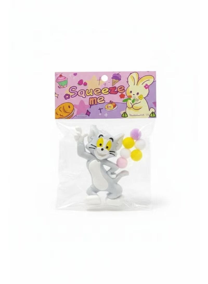 Soft cat with colorful pom-pom balls – a fun toy to relieve stress and add a touch of fun to any day! Squishy Toys