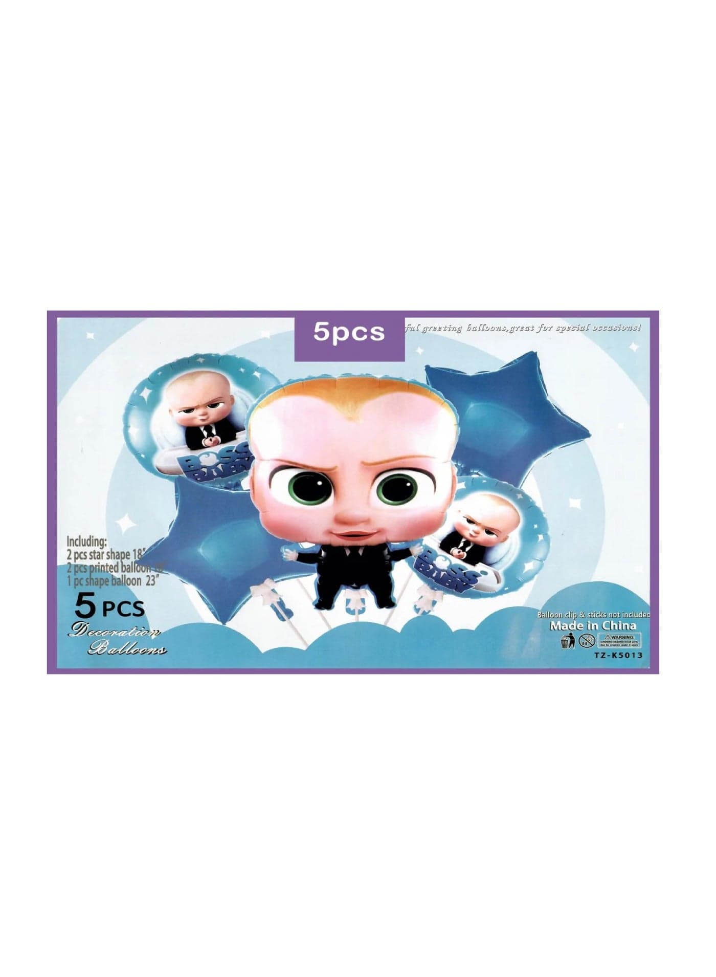 Boss Baby 5Pcs Foil Balloons Set For Kids Birthday Party Supplies And Decoration