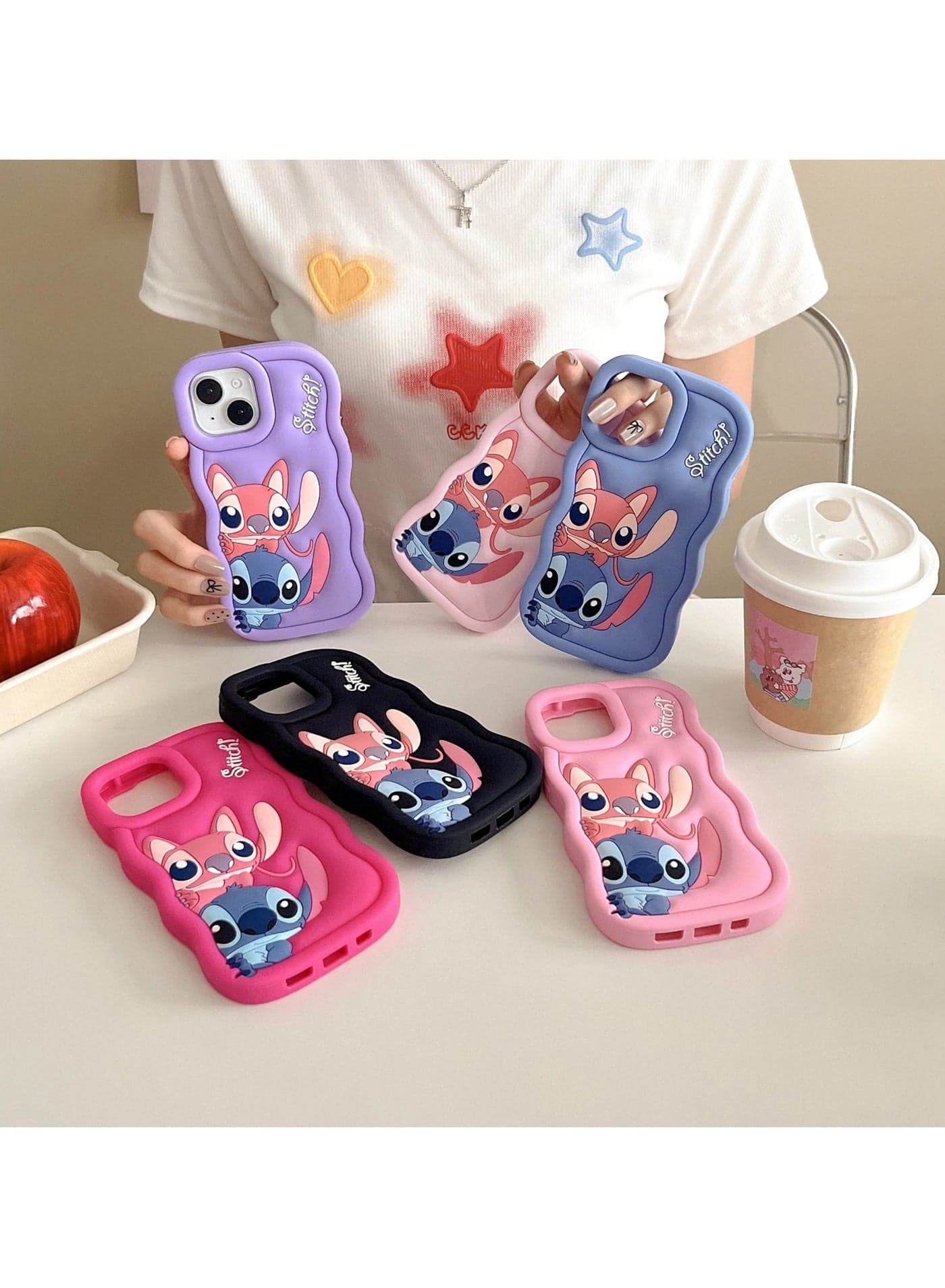 Lilo and Stitch Cartoon 3D Wavy Soft Silicone Phone Case for Realme 12 Pro/12 Pro Plus (Grey) Cases & Covers (٤)