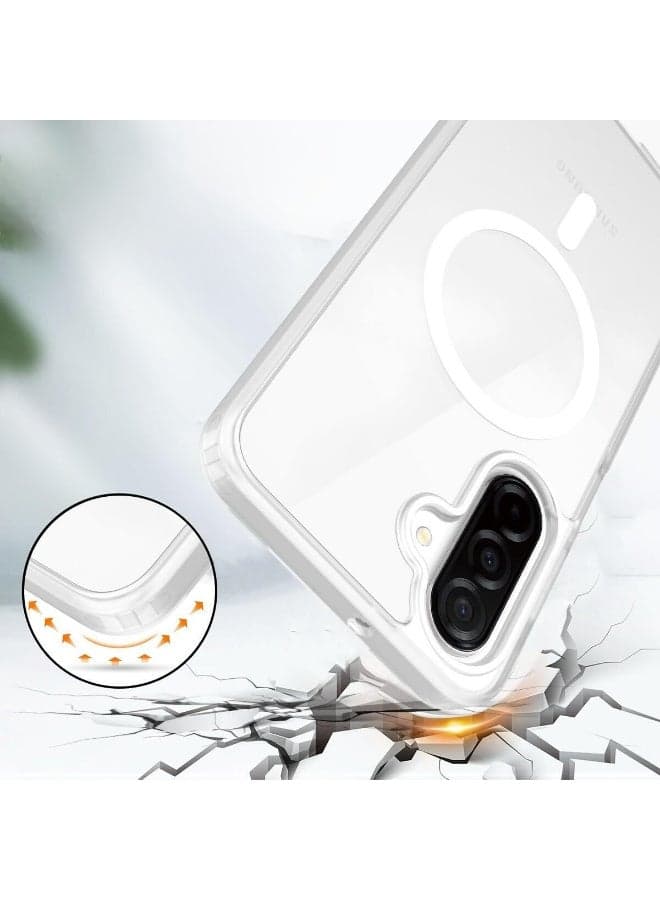 Case for Samsung Galaxy A17 Magnetic Military Drop Protection Anti Yellowing Mobile Phone Case Robust Durable Shockproof Protective Case Transparent Case (Clear) (3)