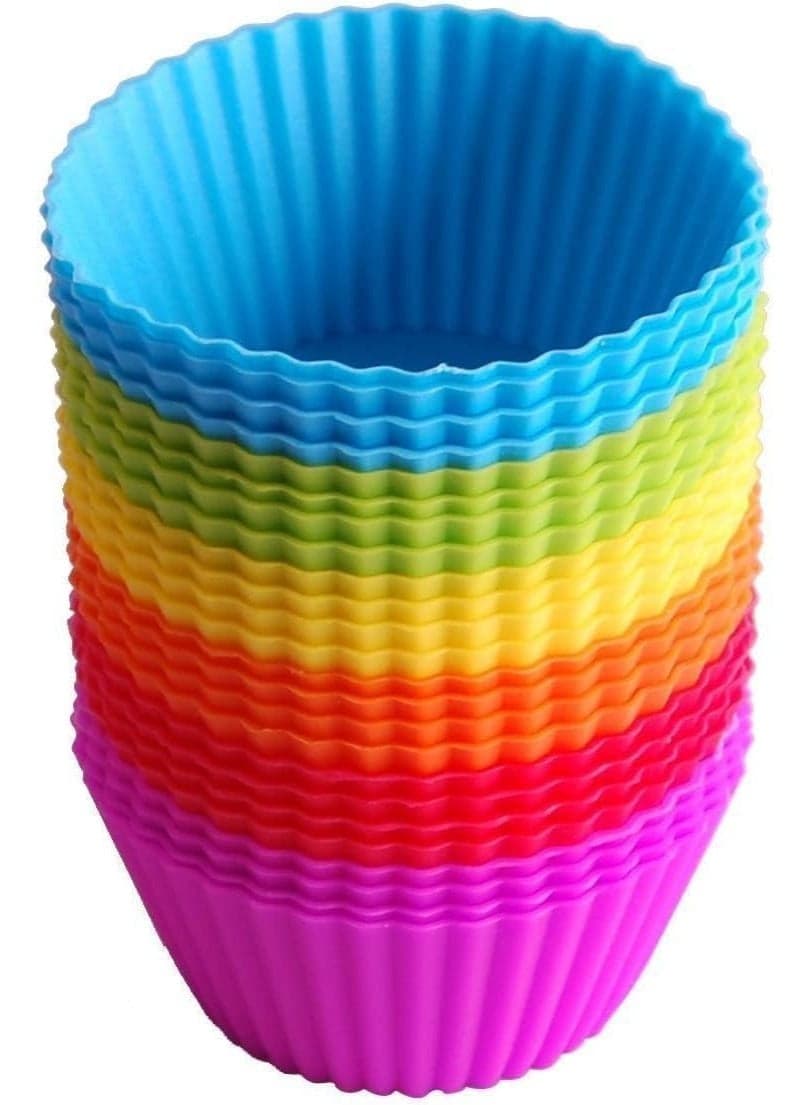 24 Pack Reusable Silicone Cupcake Molds for Baking Muffin Pancakes Moulds