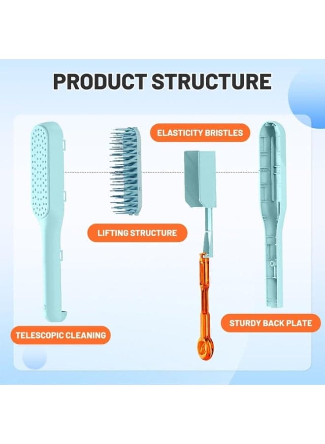Self Cleaning Hair Brush with Retractable Bristles One Pull Clean Detangling Massage Comb Anti Static Styling Hairbrush Lightweight Travel Brush for Women Suitable for Curly Straight Thick Fine and Long Hair (5)