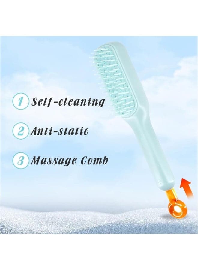 Self Cleaning Hair Brush with Retractable Bristles One Pull Clean Detangling Massage Comb Anti Static Styling Hairbrush Lightweight Travel Brush for Women Suitable for Curly Straight Thick Fine and Long Hair (8)