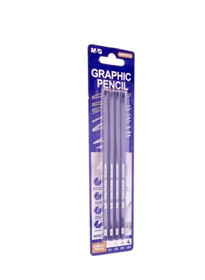 M&G Set of 4 Graphic Pencils (2H-2B-6B-14B) No: AWP357G2 (3)