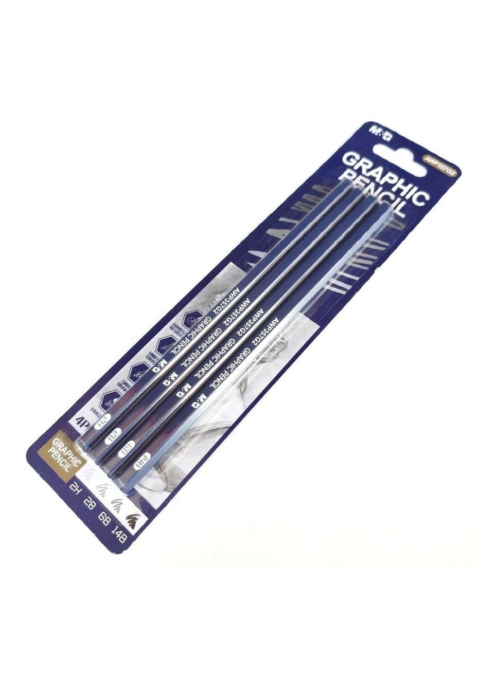 M&G Set of 4 Graphic Pencils (2H-2B-6B-14B) No: AWP357G2 (4)