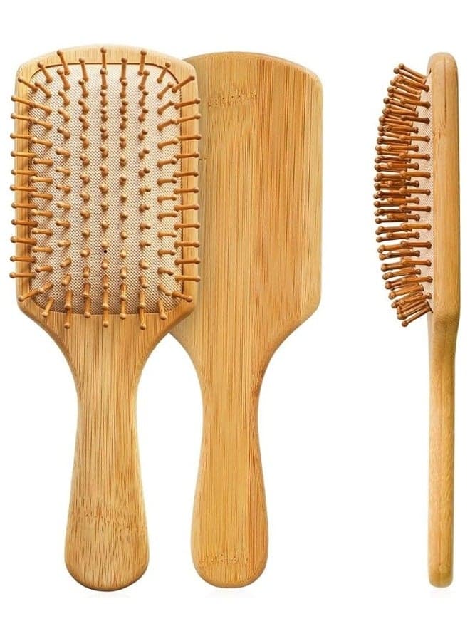 Natural Wooden Bamboo Hair Brush for Detangling and Scalp Massage for Long Curly Short Thick Hair for Women Kids Men Hair Combs