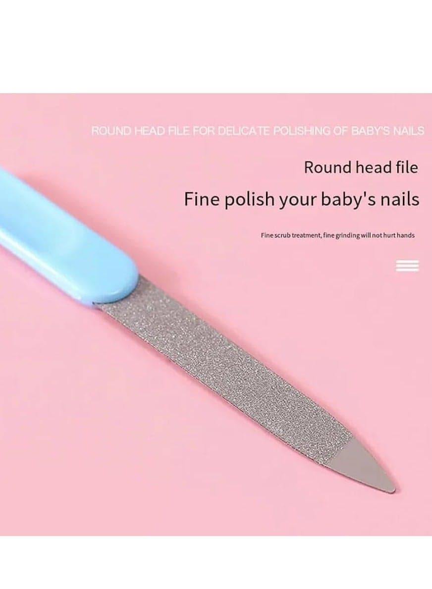 Baby First Care Set 4 Pcs High Quality Baby Nail Care Kit Newborn Baby Nail Scissors Nail Clipper Nail File with Baby Nose and Ear Cleaner (Blue) Grooming & Healthcare (٤)