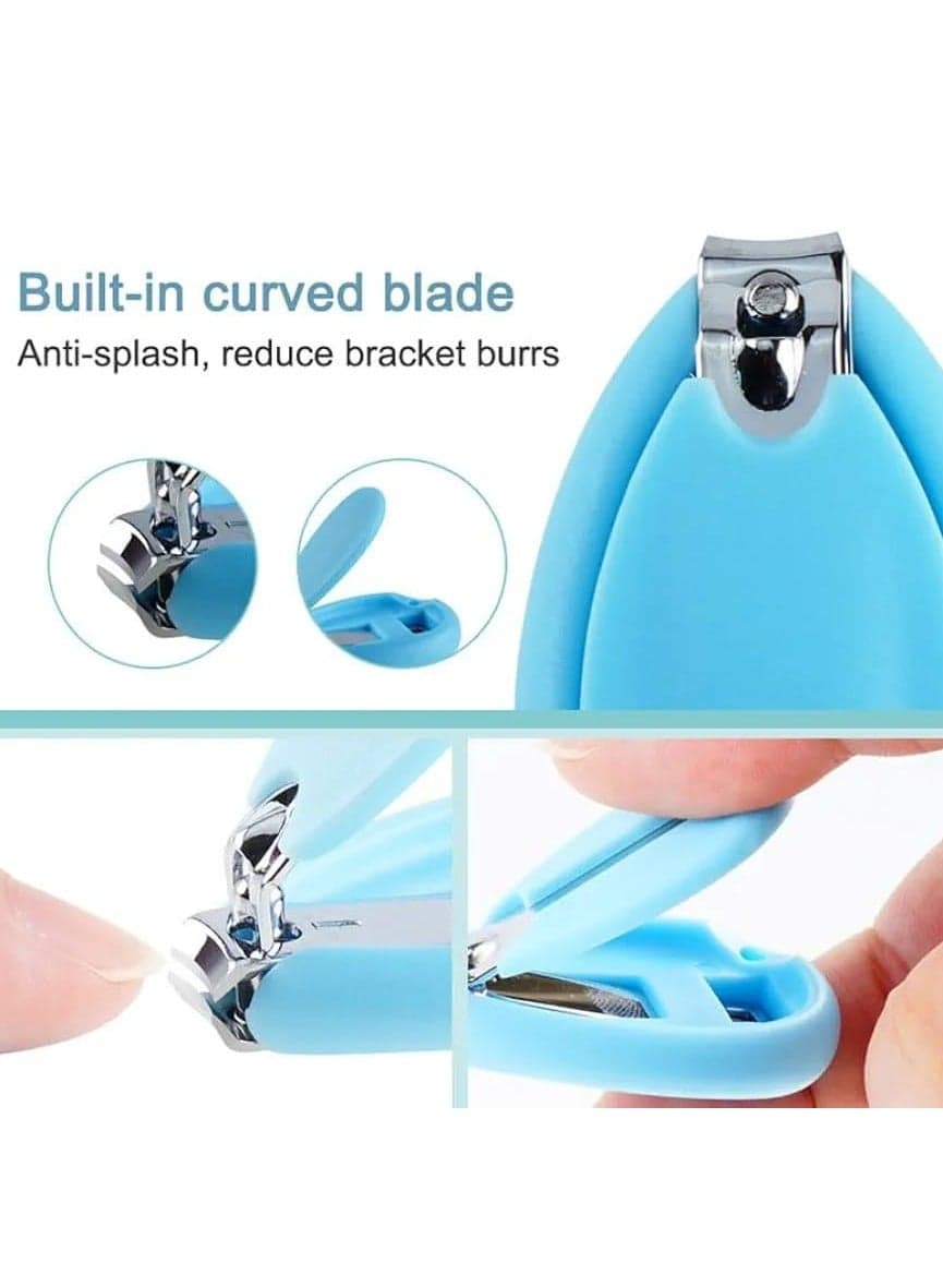 Baby First Care Set 4 Pcs High Quality Baby Nail Care Kit Newborn Baby Nail Scissors Nail Clipper Nail File with Baby Nose and Ear Cleaner (Blue) Grooming & Healthcare (٥)