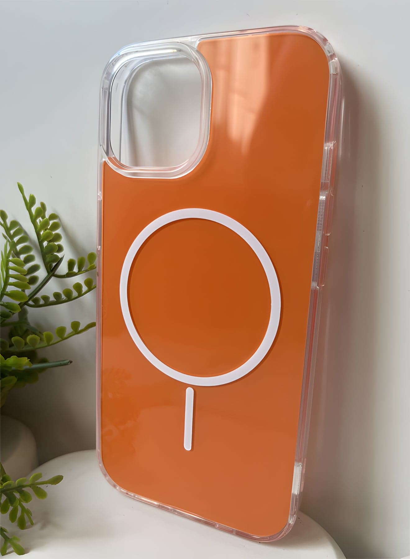 MagSafe Case for iPhone 13 Pro – Shockproof Magnetic Cover, Colored Back with Clear Edges, Scratch-Resistant, Raised Camera Protection, Slim Protective Case - Orange (3)