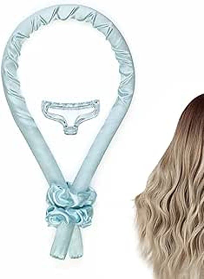 NUXARO TikTok Satin Heatless Hair Curler Headband for Long and Medium Hair Will Create Beautiful Curls the Set Includes a Curling Rod Wave with 2 Hair Ties and 1 Claw Clip (Blue) Hair Rollers