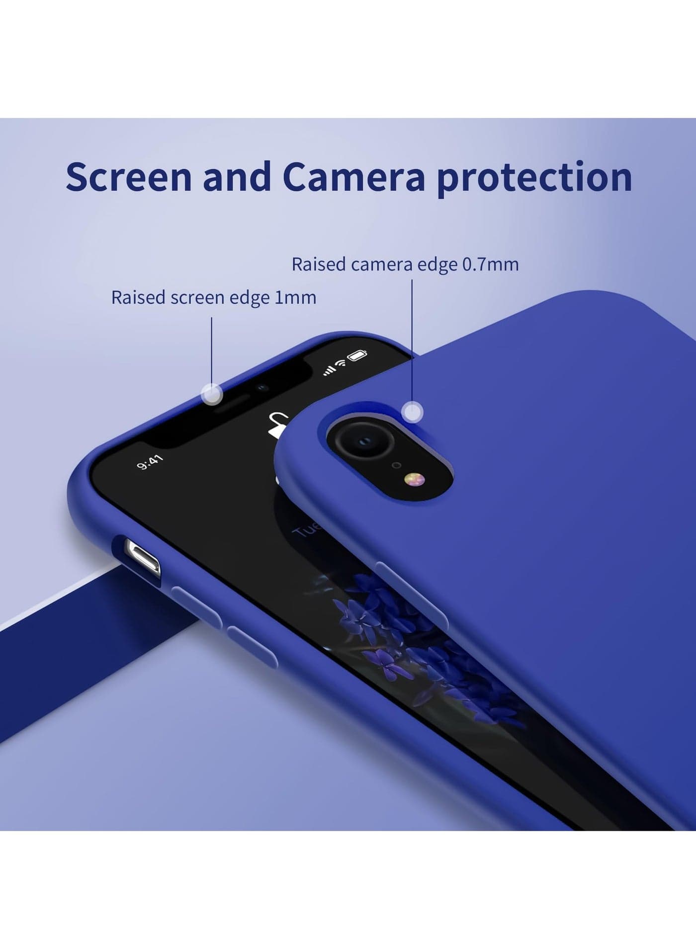 Compatible with iPhone X/Xs Case 5.8 Inch Slim Liquid Silicone 4 Layers Soft Gel Rubber Shockproof Protective Phone Case with Anti Scratch Microfiber Lining (Blue Pepsi) Cases & Covers (٣)