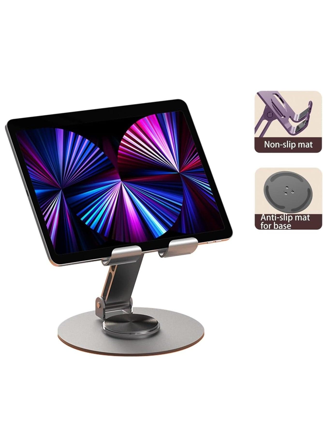 360° Rotating Metal Phone Stand – Foldable Desk Holder for Smartphones & Tablets (Black) Phone Grips & Stands (4)