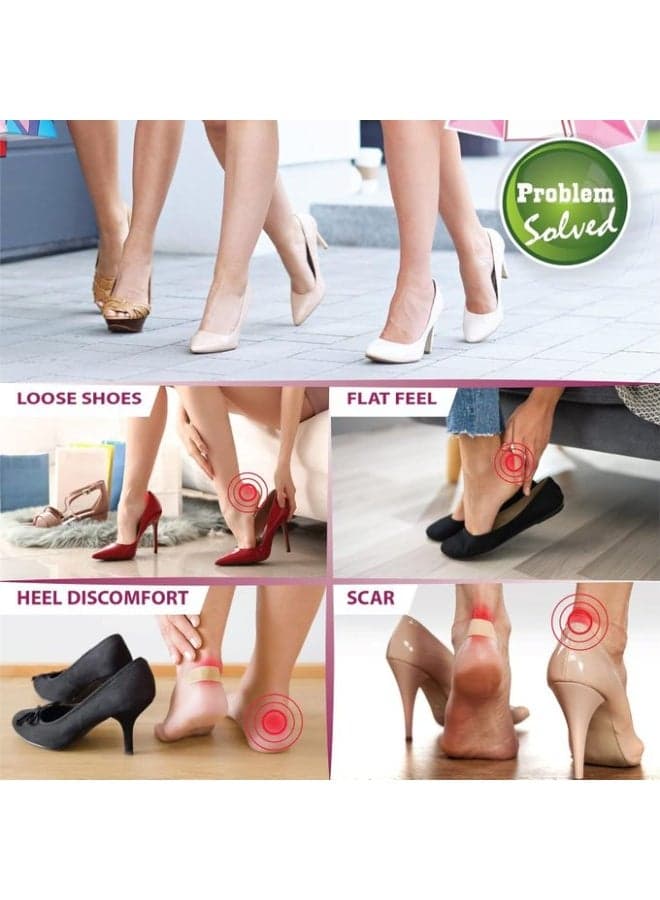 Silicone/fabric heel pads, cushioned insoles for loose shoes, comfortable heel pads for extra-large shoes for men and women, padding to improve shoe fit and comfort, prevents heel slippage and blisters, multi-colored Women's Accessories Sets (٦)