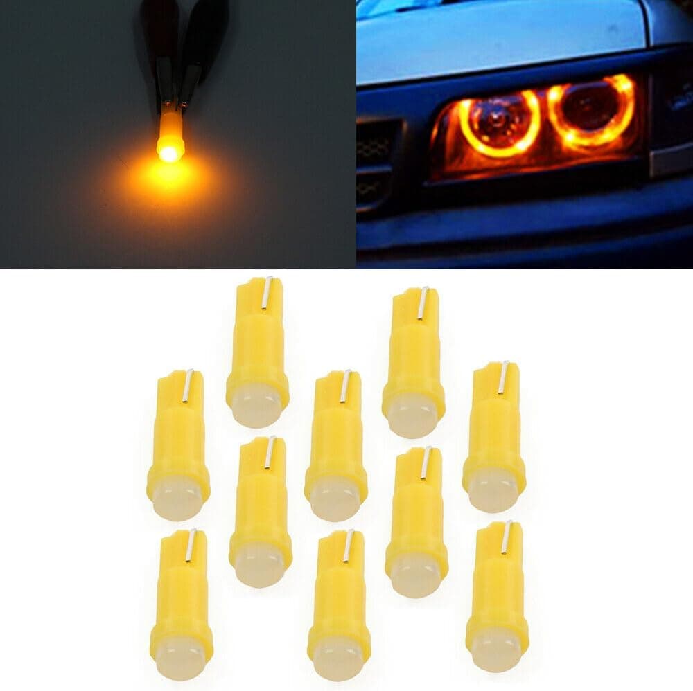 Safaya T5 LED Bulb Kit, T5 Base Modern Lighting Technology High Quality Bulbs for Stylish, Strong, Bright and Versatile Car Dashboard Lighting (Yellow - 10 Pieces) - KaberTrade Lighting & Electrical (٥)