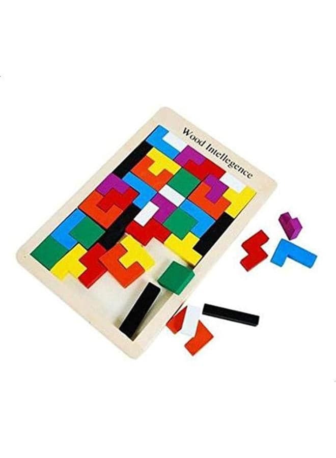 Wooden Tangram Jigsaw Tetris Puzzle Toy Educational Game Brain Teasers