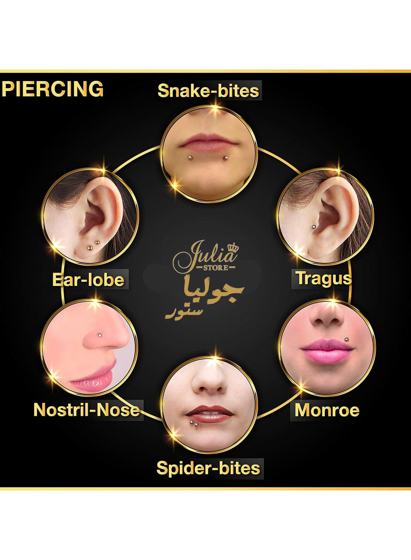 16g 8mm Surgical Steel Tragus Earring, Helix Earring and Labret Piercing Stud, 3mm Ferido Top By Julia Store Women's Earrings Stud (٢)