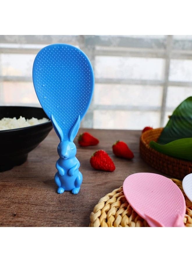 5pcs Creative Standing Rabbit Rice Spoon - Cute and Non-Stick Rice Serving Tool, Practical Kitchen Spoon Stands on Its Own for Easy and Clean Rice Serving, Flexible and Food Safe Design for Daily and Home Use Spatula Turners (٨)